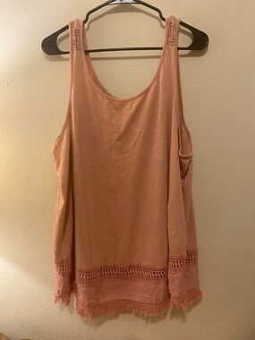 Sonoma Dusty Rose Crochet-Trim Tank Top Sz1X